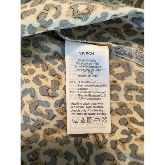 J. Crew Leopard Animal Print Puff-Sleeve Top Stretch Cotton Poplin - Picture 4 of 7